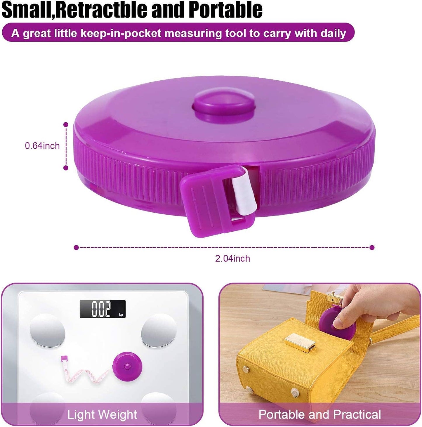 Retractable Tape Measure - 59' Assorted Colors Tape accurate