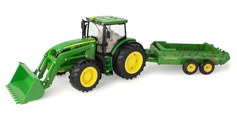 Big Farm JD tractor lights & sounds with Dirty manure spreader