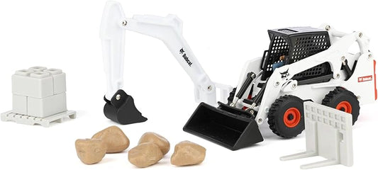1:32 Bobcat Construction Playset with front backhoe attachment